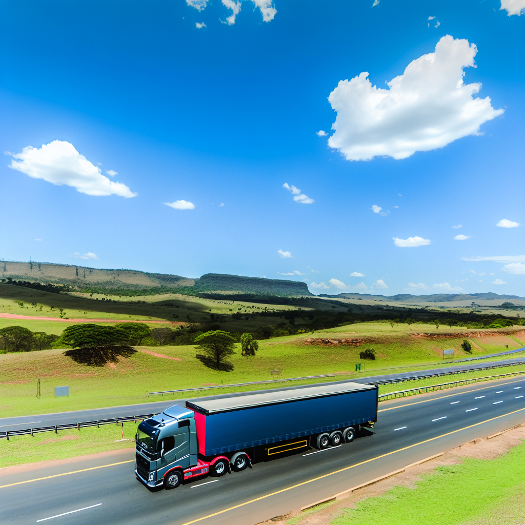 Truck driving on highway