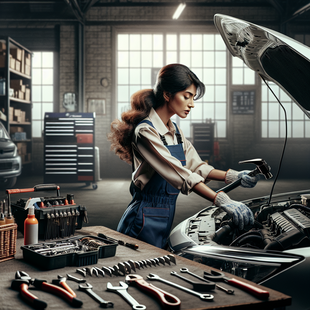 Mechanic inspecting a vehicle