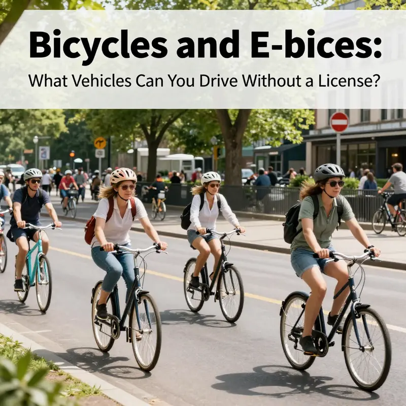 Cyclists enjoying a sunny day in a park, illustrating the freedom of riding bicycles and e-bikes without a license.