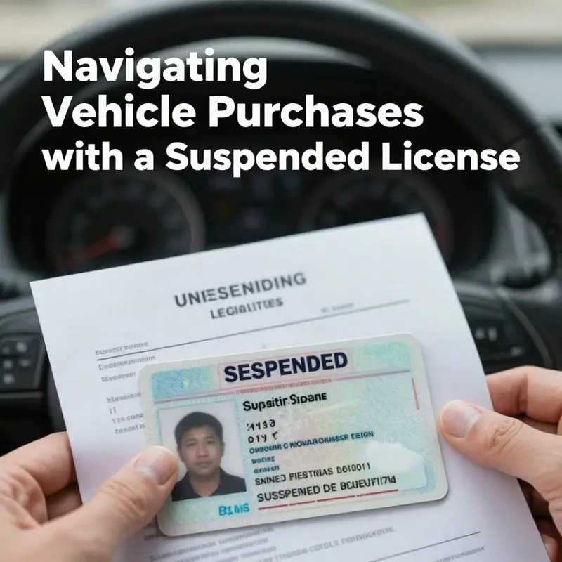 Illustrating the legal aspects of buying a car with a suspended license.