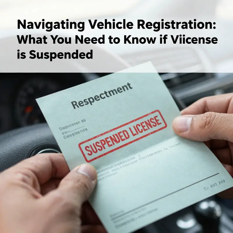 A customer at the DMV dealing with vehicle registration challenges due to a suspended license.