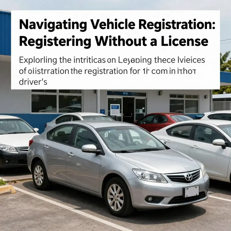 An array of vehicles parked outside a vehicle registration office, indicating the registration process.