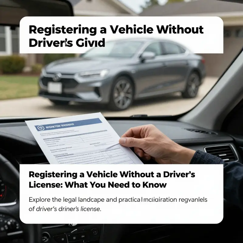 A parked car with registration papers reflecting the concept of vehicle ownership without a driver's license.