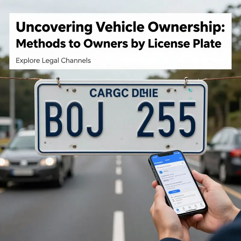 A person holding a license plate and using a smartphone app, depicting the methods to locate vehicle owners.