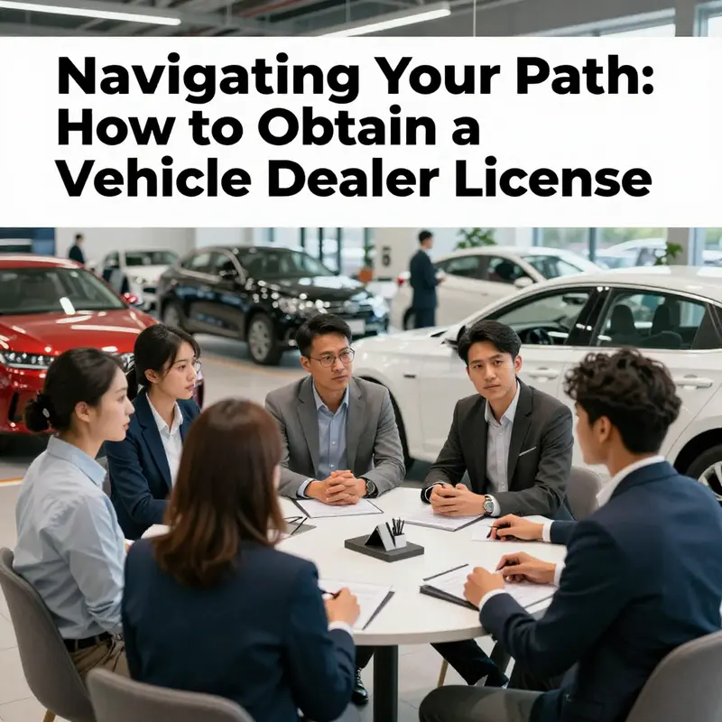 Image showing various individuals at a vehicle dealership, symbolizing community and opportunity in obtaining a vehicle dealer license.