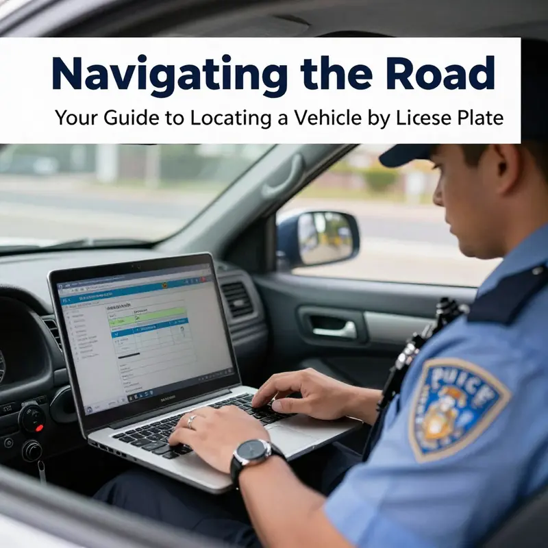 A law enforcement officer verifying vehicle information via a license plate check.
