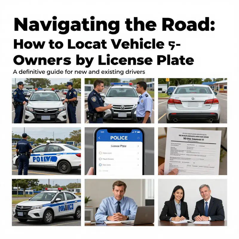 A visual representation of legal and legitimate ways to find vehicle owners through license plates, including police assistance and government platforms.