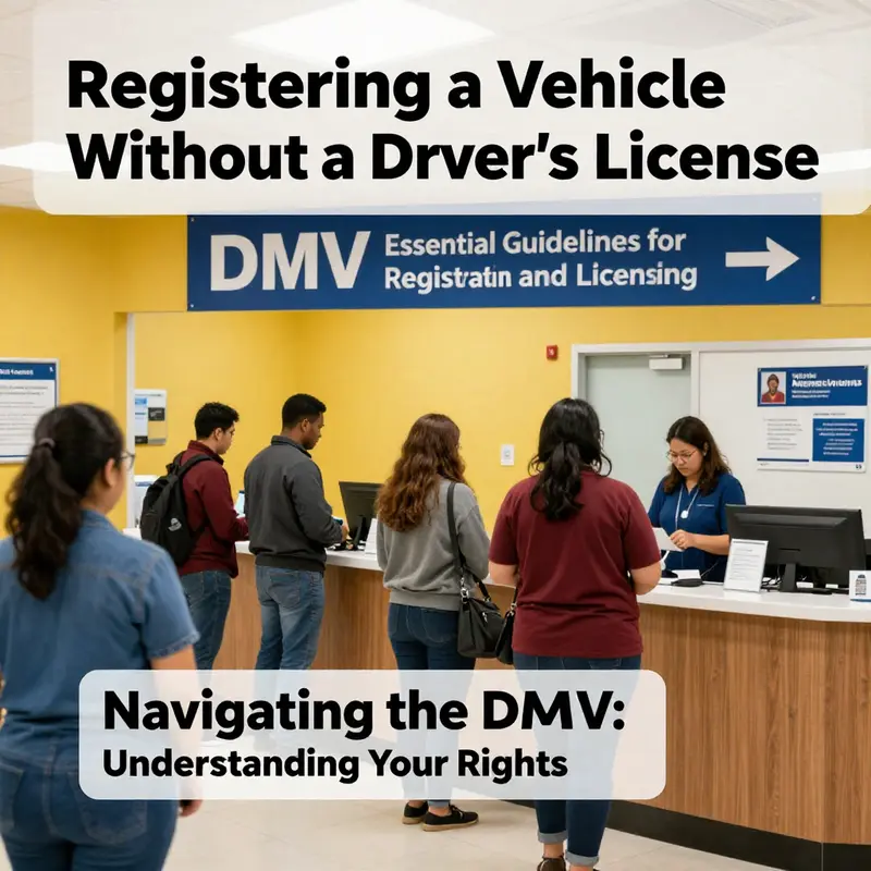 A snapshot of the vehicle registration process highlighting documentation without a driver’s license.