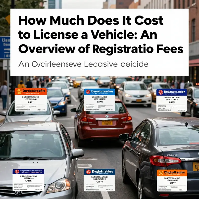 An array of vehicles showcasing their registration stickers, symbolizing the diversity of licensing costs.