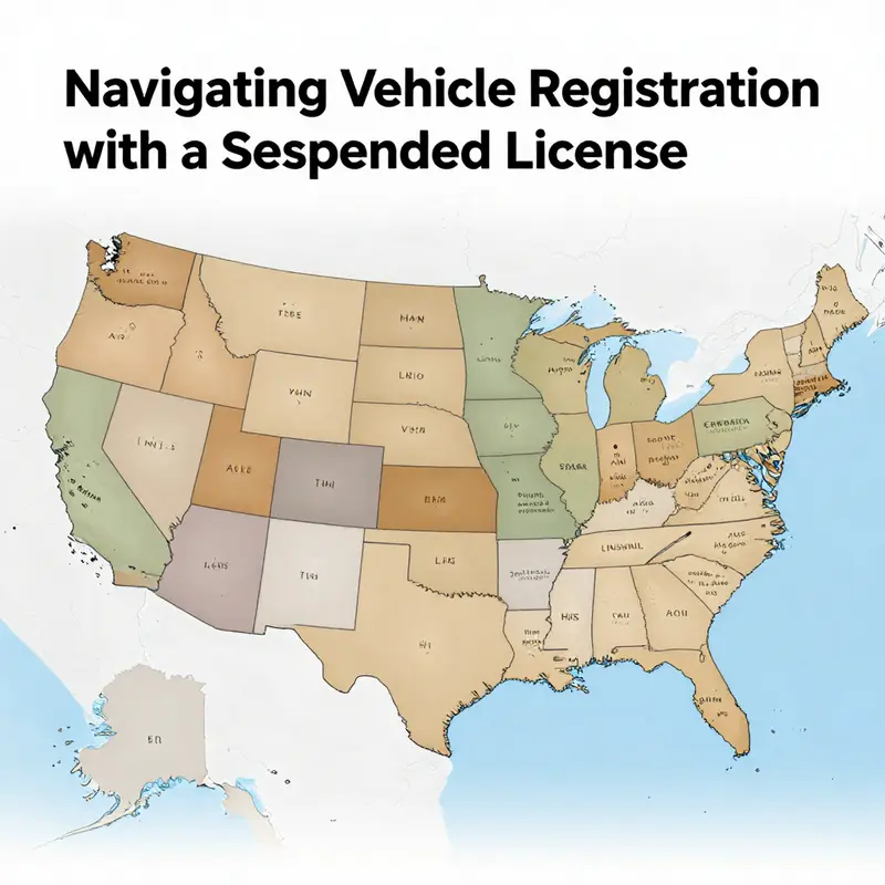 Vehicle registration documents and a suspended driver’s license together symbolize the registration process.