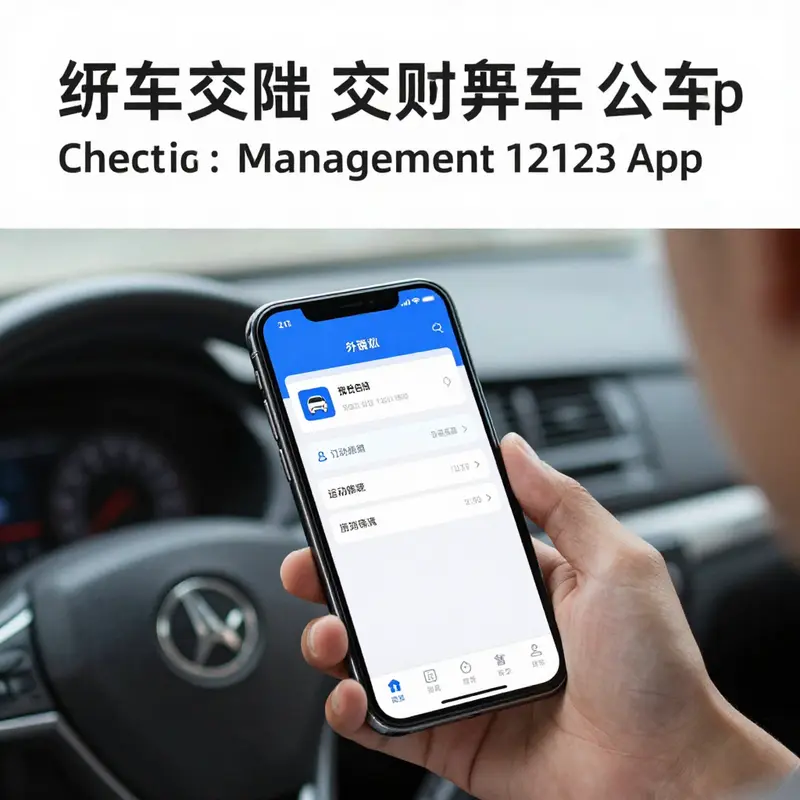 User checking vehicle license status on the Traffic Management 12123 app.