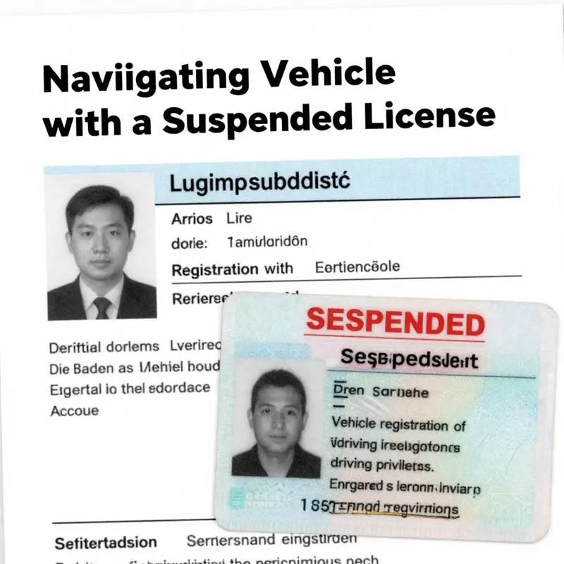 Vehicle registration documents and a suspended driver’s license together symbolize the registration process.