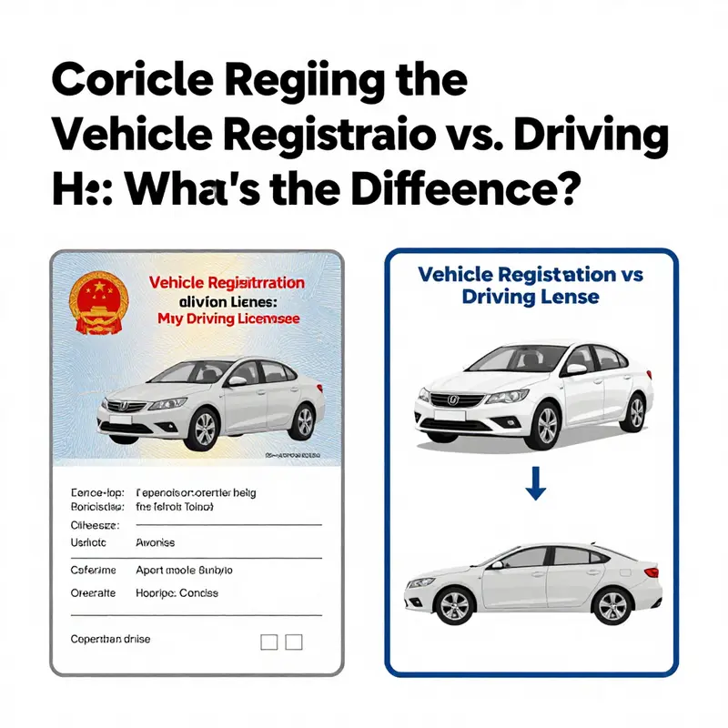 Illustration showing the primary distinctions between vehicle registration and driving licenses.