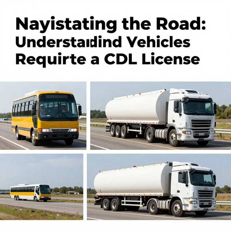 Various types of vehicles that require a CDL, illustrating the distinction between different classes of licenses.