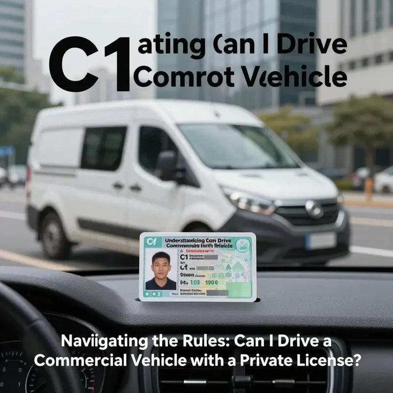 C1 license displayed in a small commercial van, illustrating vehicle eligibility.