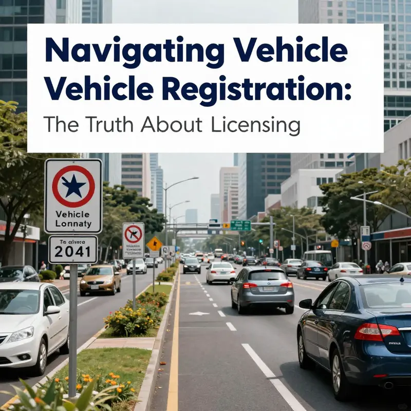 A city landscape with cars on the road highlighting registration and vehicular regulations.