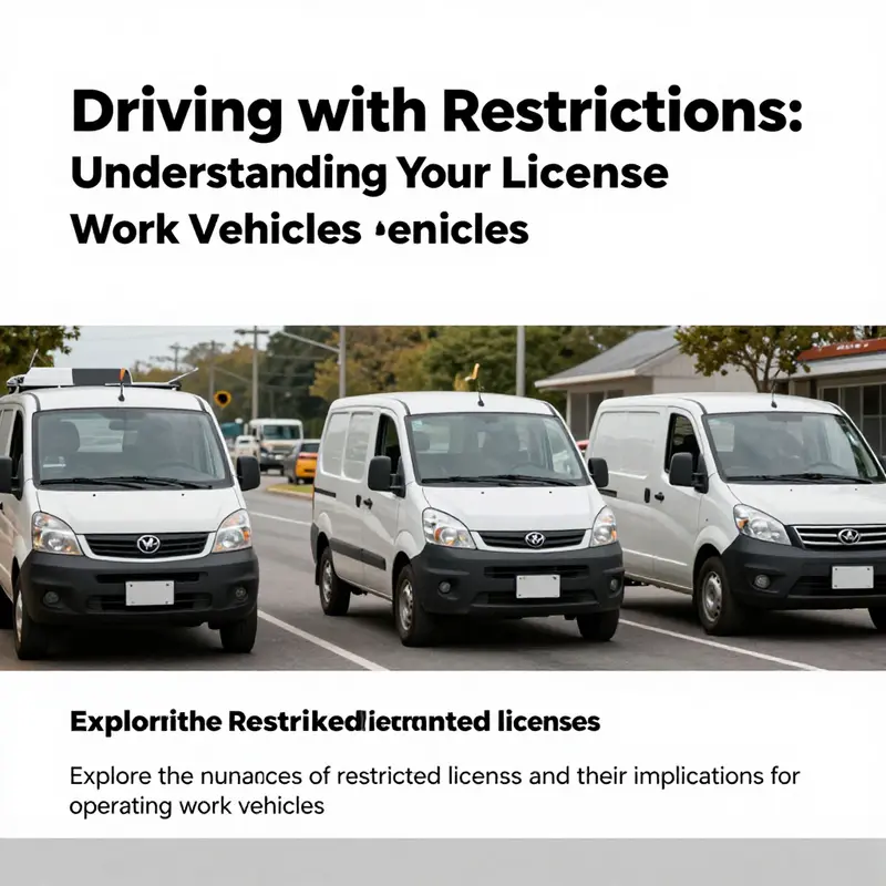Cover image showing diverse driving situations with work vehicles and the implications of a restricted license.