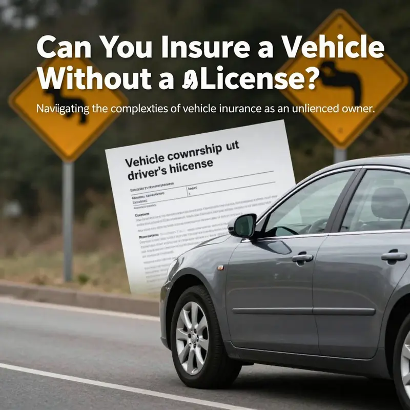 An engaging cover image showing a parked car alongside various insurance documents, symbolizing the topic of vehicle insurance for unlicensed drivers.