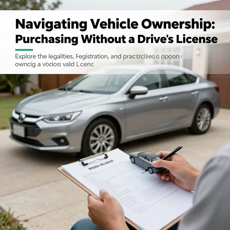 A person holding a small model car and a set of vehicle purchase documents, symbolizing the process of owning a vehicle without having a driver's license.