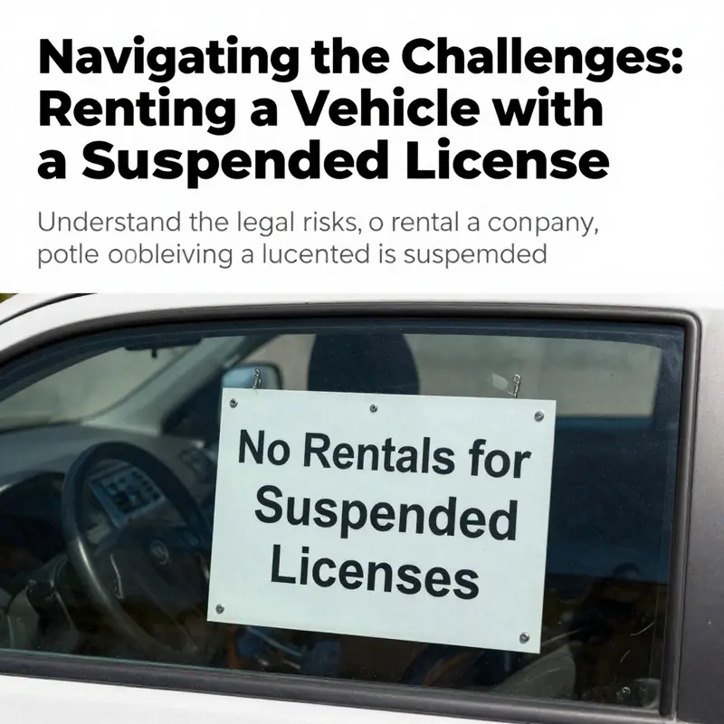 An image of a car rental agency closed with a notice about renting restrictions for those with suspended licenses.