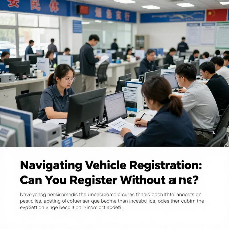 A view of a busy vehicle registration office where individuals are completing necessary forms and procedures.