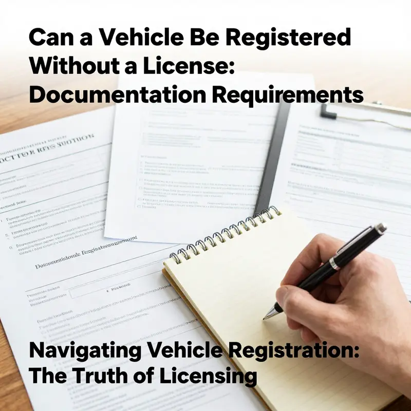 An individual reviewing documents focused on vehicle registration laws.