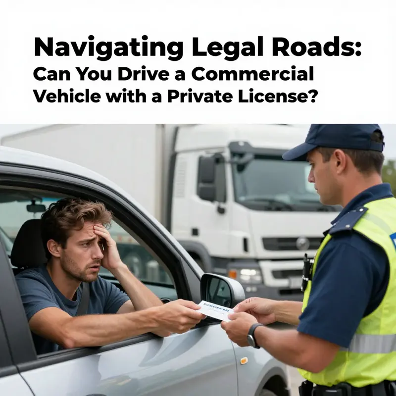 A young driver exploring vehicle operation laws highlighting the distinctions between private and commercial licenses.