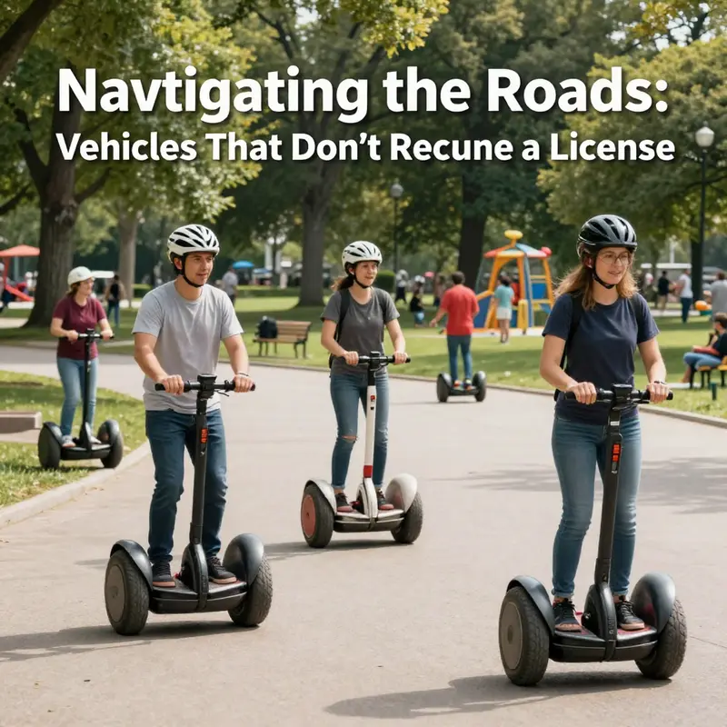 A vibrant park scene illustrating various non-motorized vehicles such as bicycles and rollerblades.