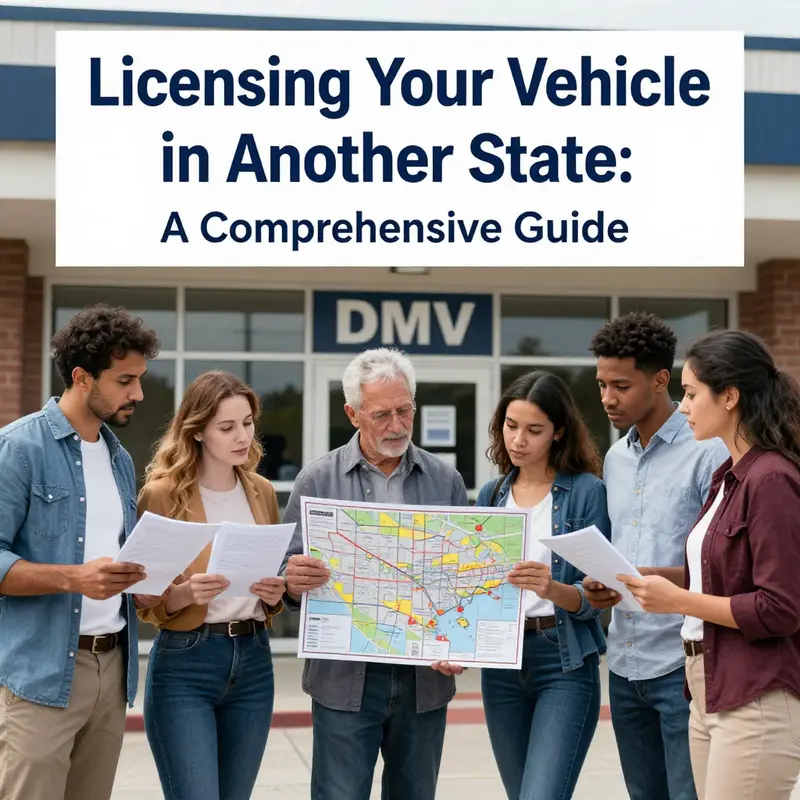 Individuals defining residency requirements at the DMV for out-of-state vehicle licensing.
