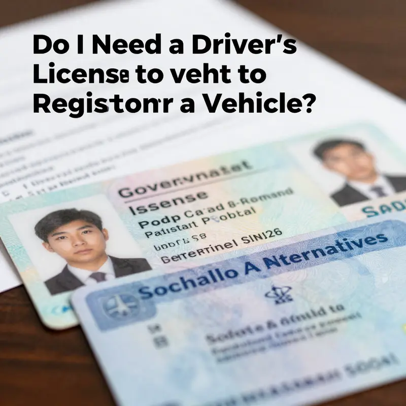 General overview of requirements for vehicle registration without a driver’s license.