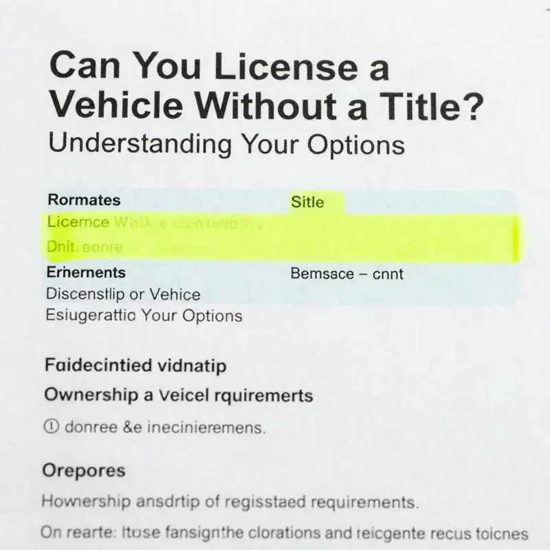 A vehicle title, essential for proving ownership and required for licensing and registration.