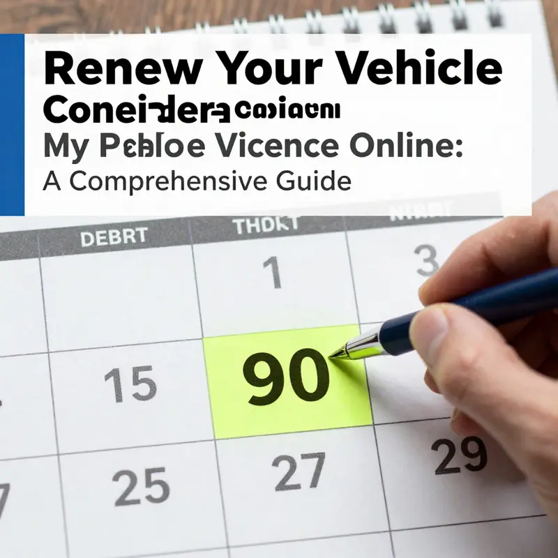 An infographic detailing the online renewal process for vehicle licenses.