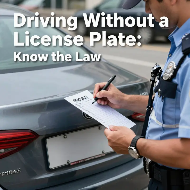 A police officer documenting a traffic violation due to a missing license plate.