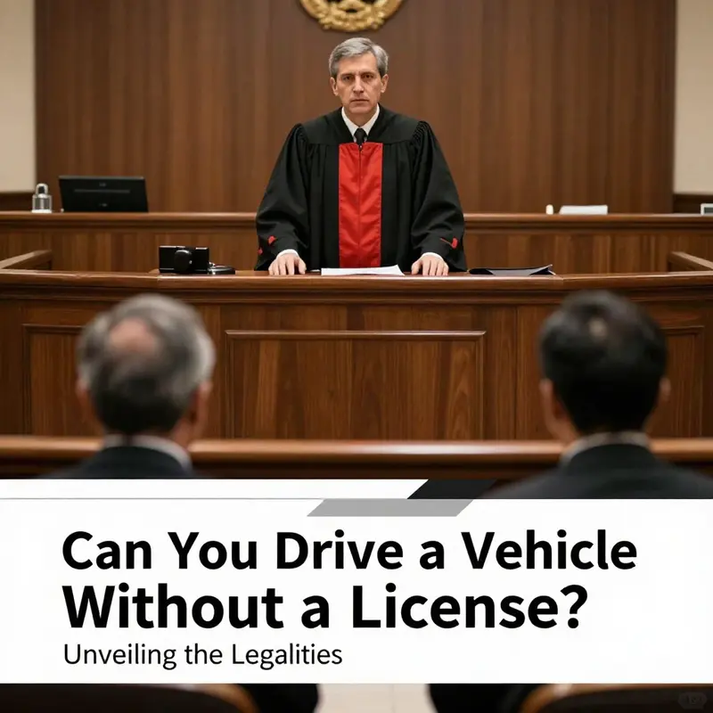 Courtroom scenario emphasizing the legal implications of driving without a valid license.