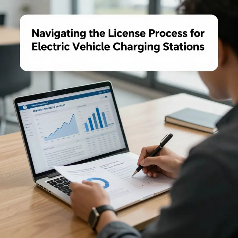 Entrepreneur analyzing market data for electric vehicle charging stations.