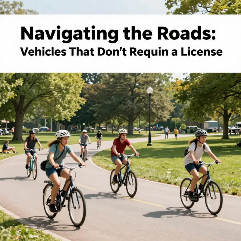 A vibrant park scene illustrating various non-motorized vehicles such as bicycles and rollerblades.