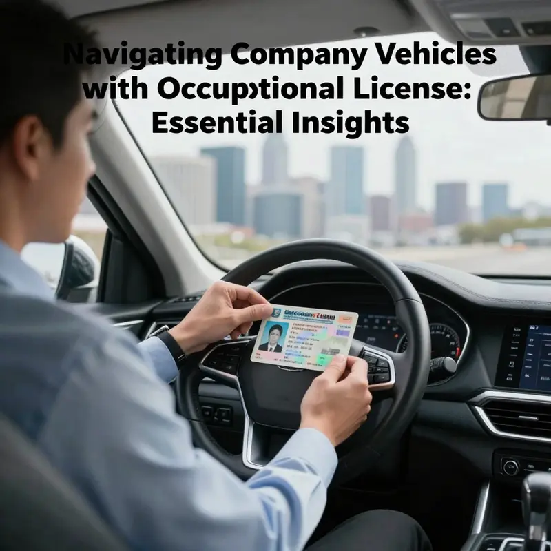 A professional driver inside a company vehicle, contemplating the regulations of driving with an occupational license.