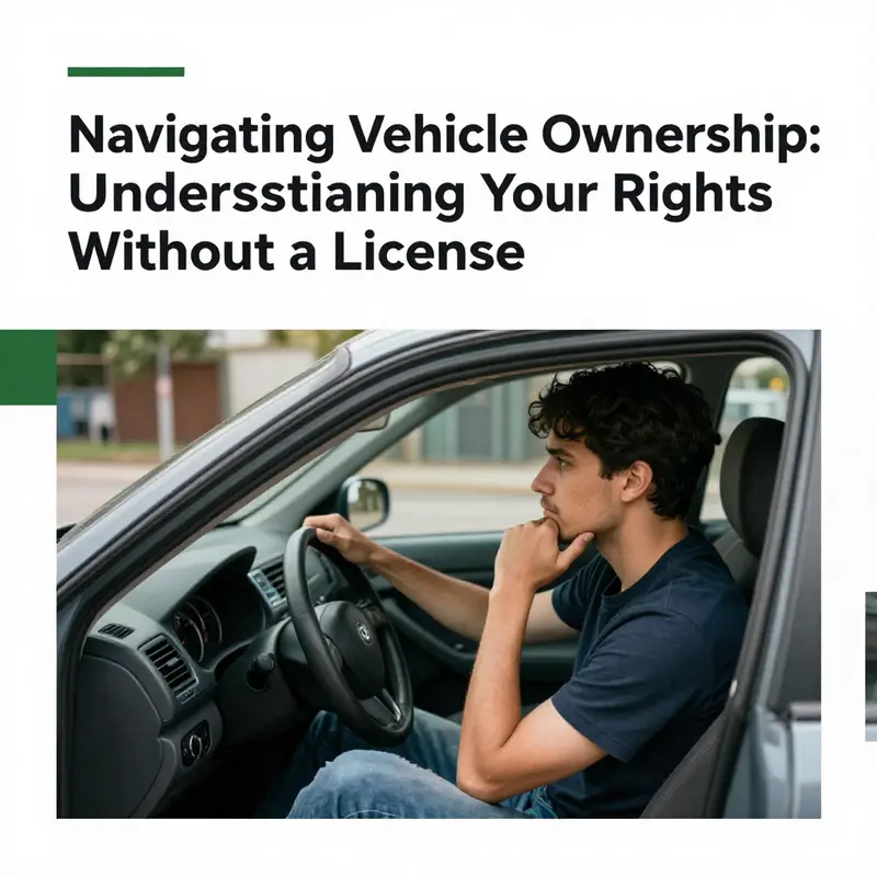 An illustration representing the legal aspects of owning a vehicle without needing a driver’s license.