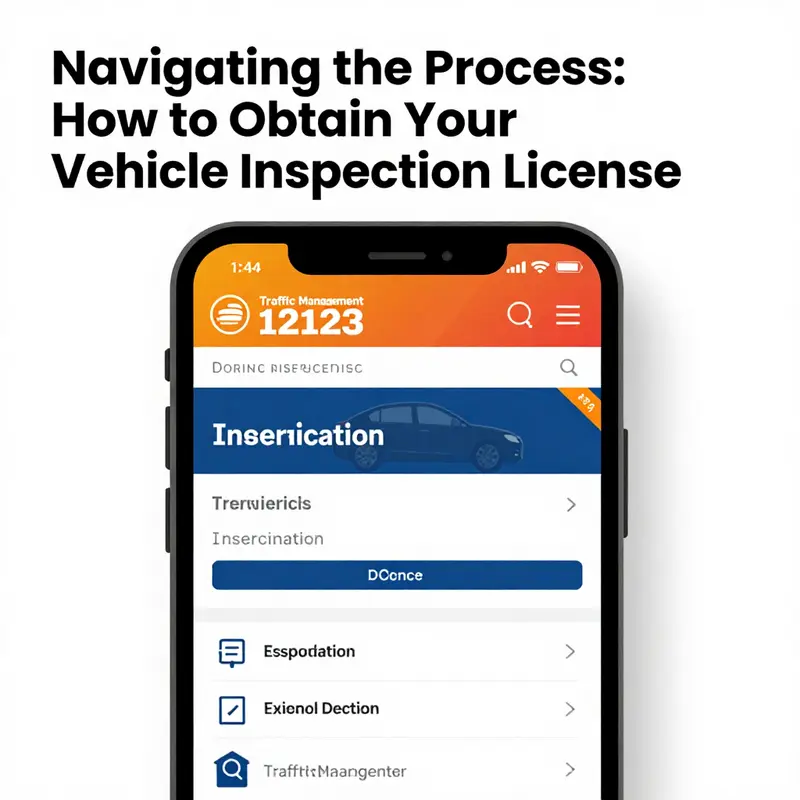 Navigating the Traffic Management 12123 app for online vehicle inspection license applications.