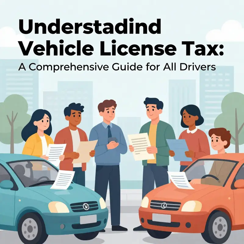 Diverse drivers discussing the importance and details of vehicle license tax.