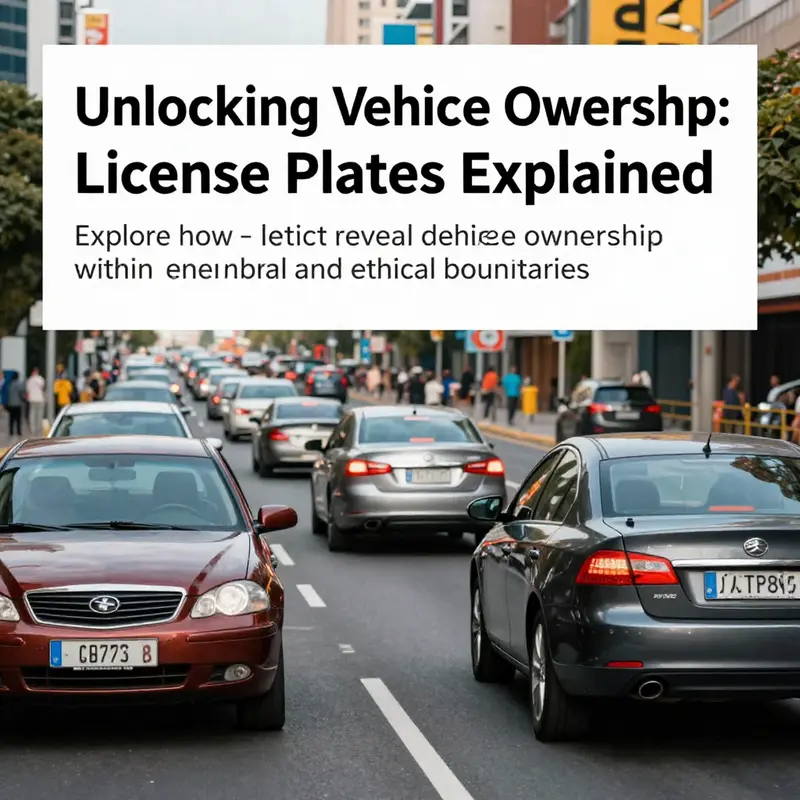 A busy roadway filled with cars displaying their license plates, symbolizing the connection to vehicle ownership.