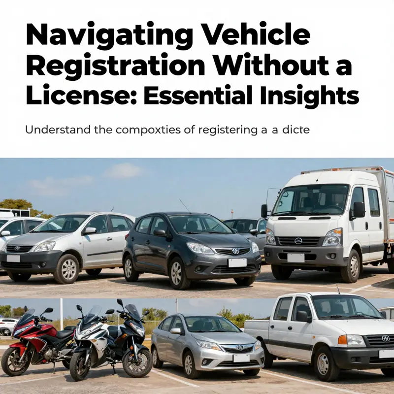 A collage of different types of vehicles in a sunny outdoor setting, symbolizing vehicle ownership.