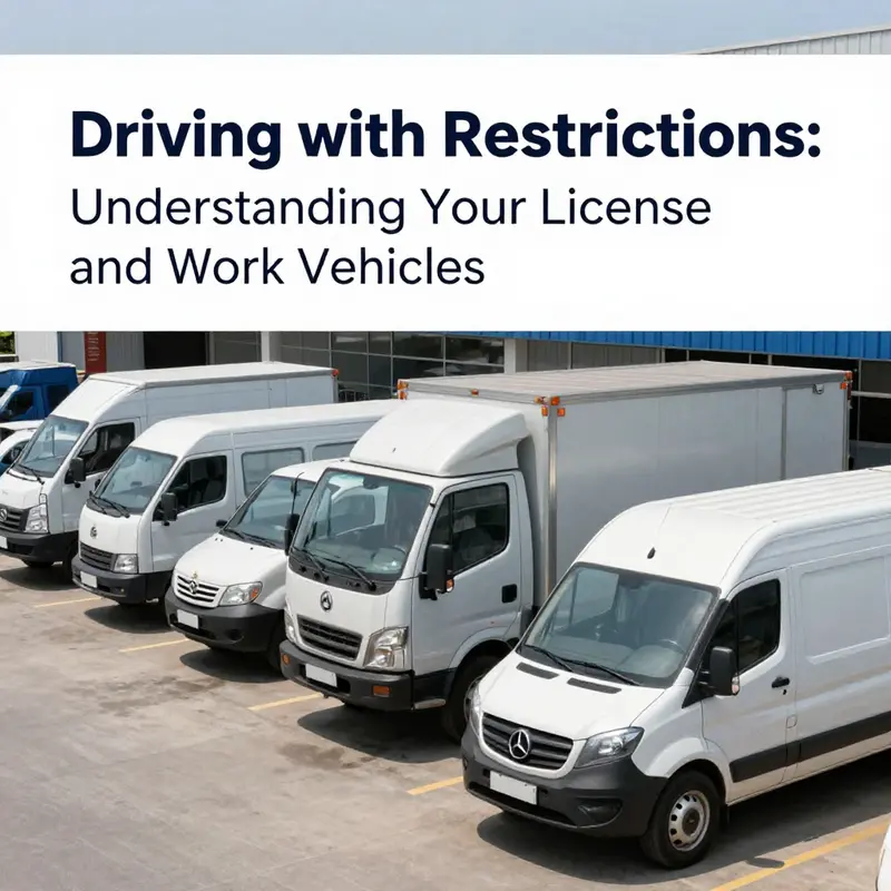 An illustration showing various types of driving restrictions and their implications for work vehicle operation.