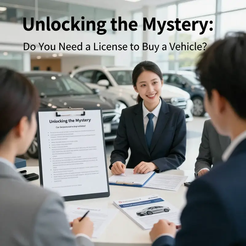 The legal framework for buying a vehicle without a driver’s license is visually explored in this dealership setting.