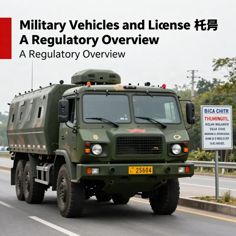 A military vehicle showcasing its distinctive license plate, highlighting the official identification crucial for military operations.