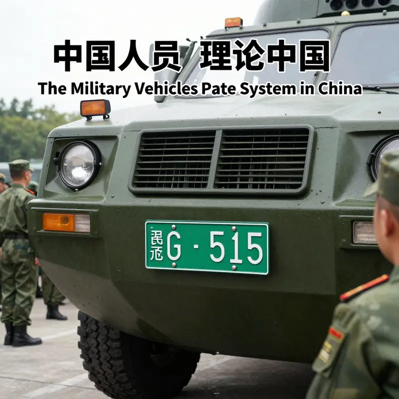 Chinese military vehicle displaying its new license plate system implemented to enhance security.
