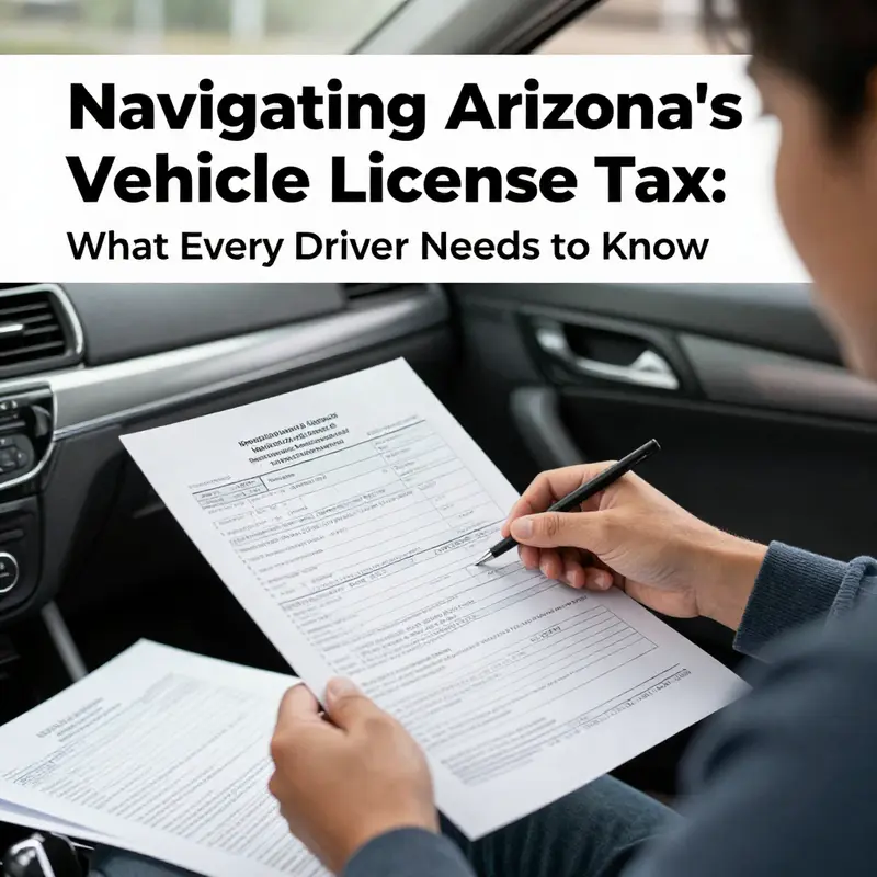 Infographic explaining vehicle license tax calculation in Arizona.