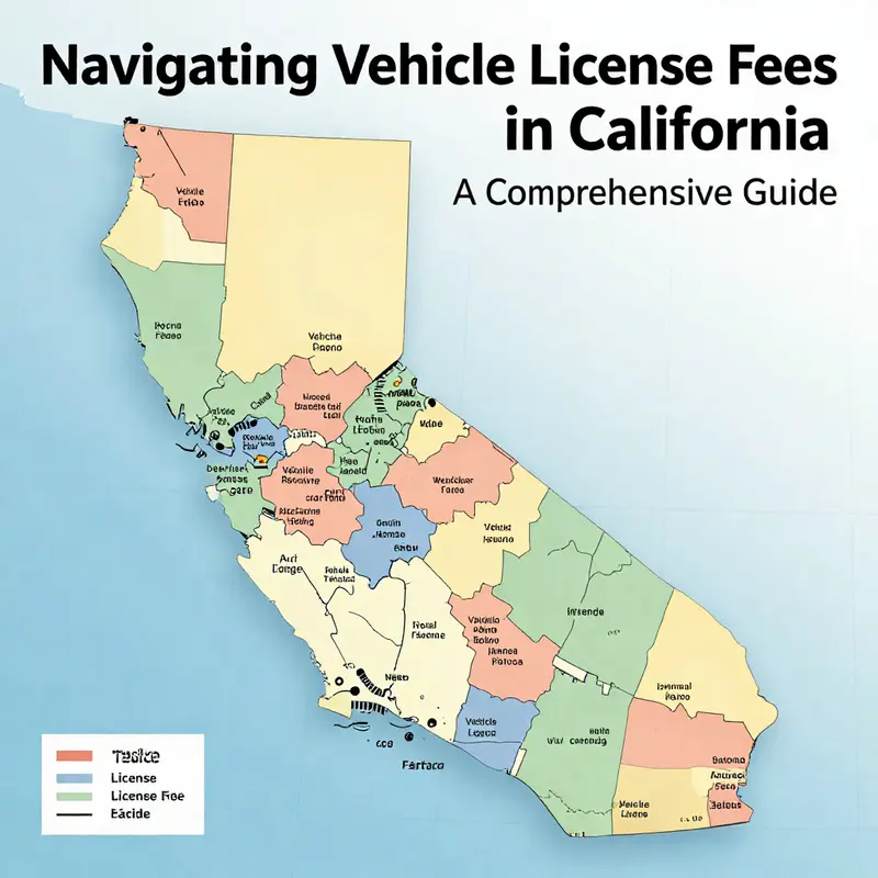 An informative graphic detailing the basic formula for calculating vehicle license fees in California.