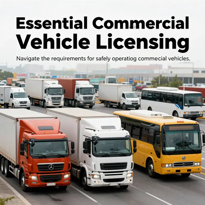 A panoramic view of diverse commercial vehicles operating in a busy urban environment.