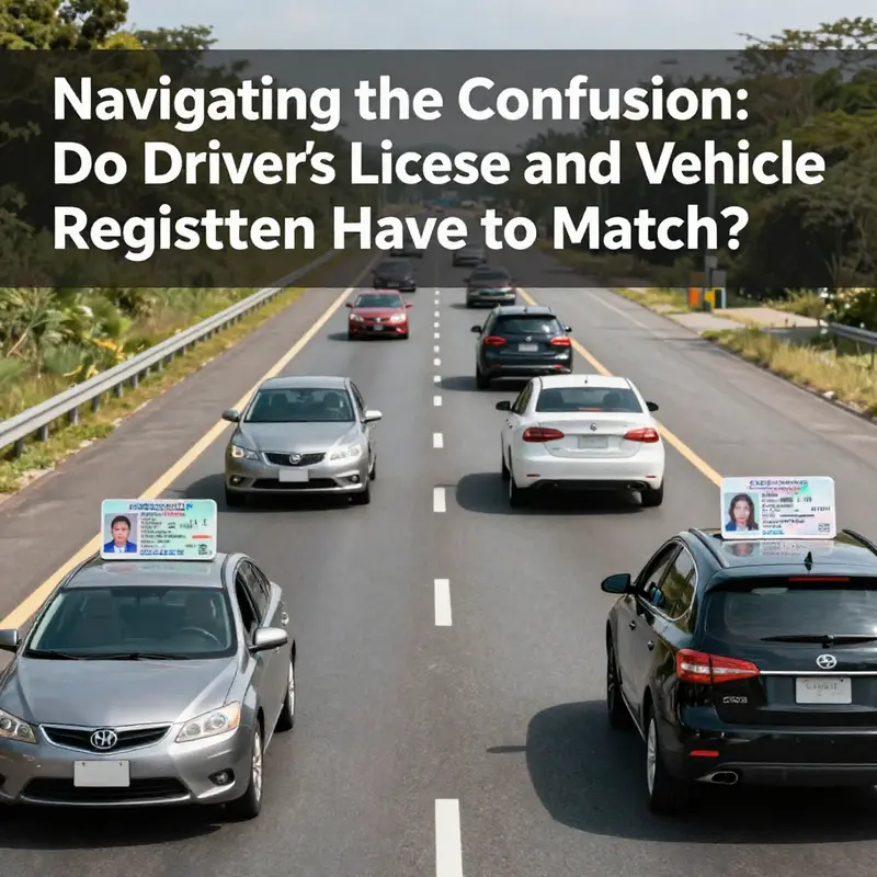 A highway scene with vehicles, illustrating the relationship between driving licenses and vehicle registrations.